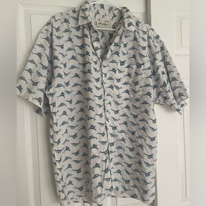 Eddie Bauer Mens Short Sleeve Swordfish Pocket Shirt100% Cotton Fishing Size L